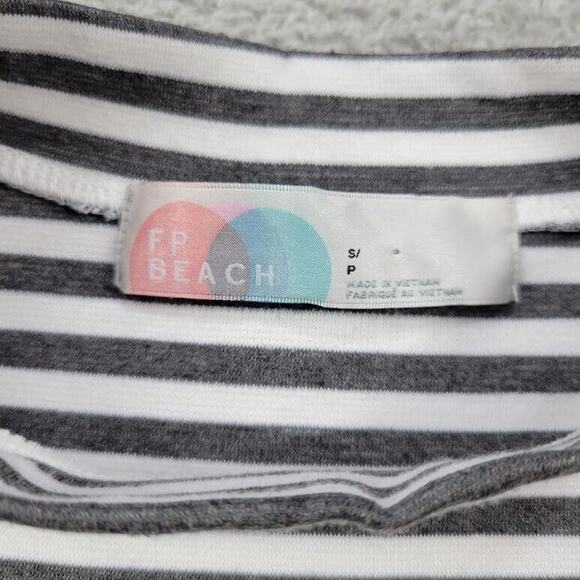 Free People Beach Dress Womens Small White Black Striped Shirt A Line Flare - Picture 8 of 10